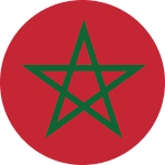 Green five-pointed star centered on a red circular background.